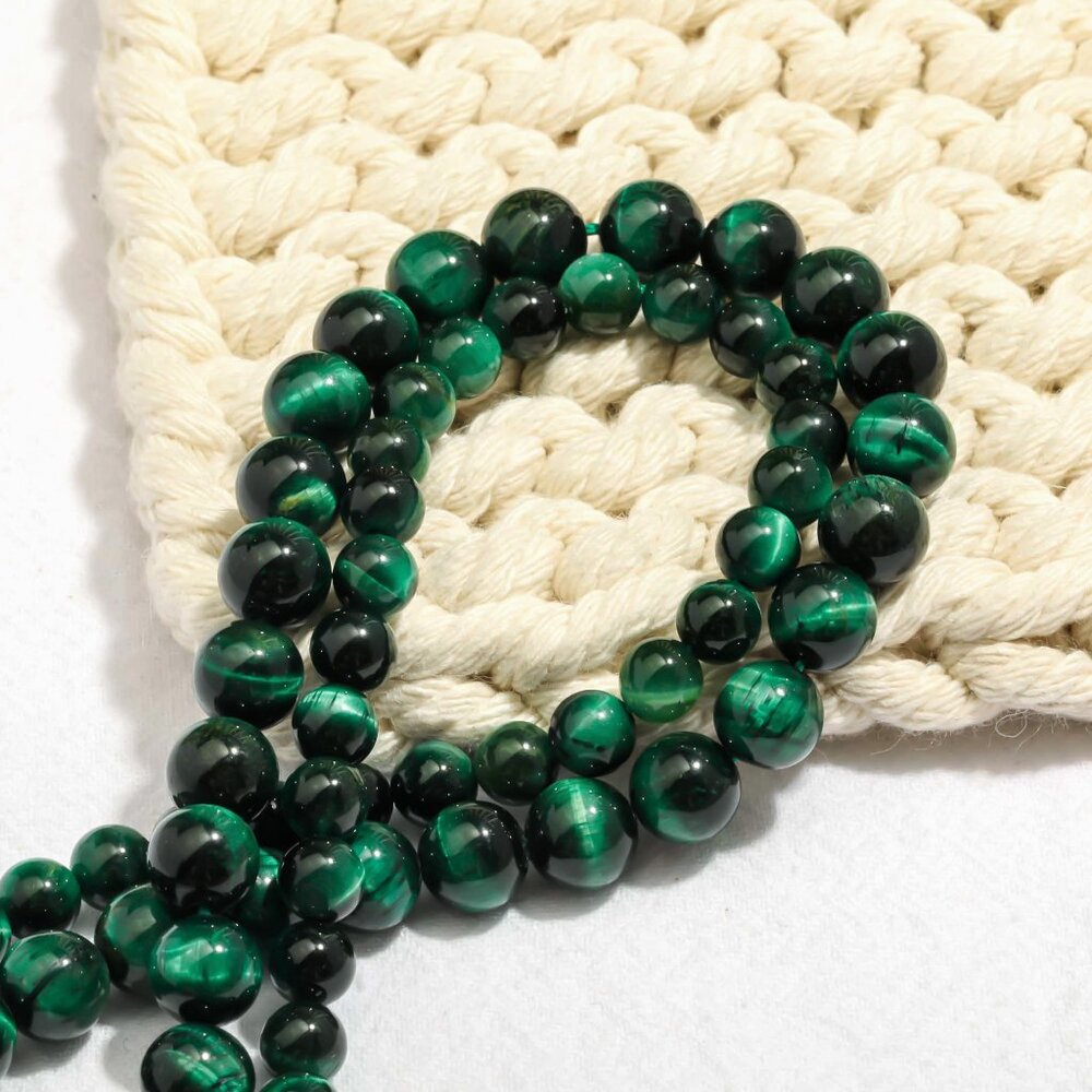 8mm Green Tiger's Eye Round Beads Jewelry Making